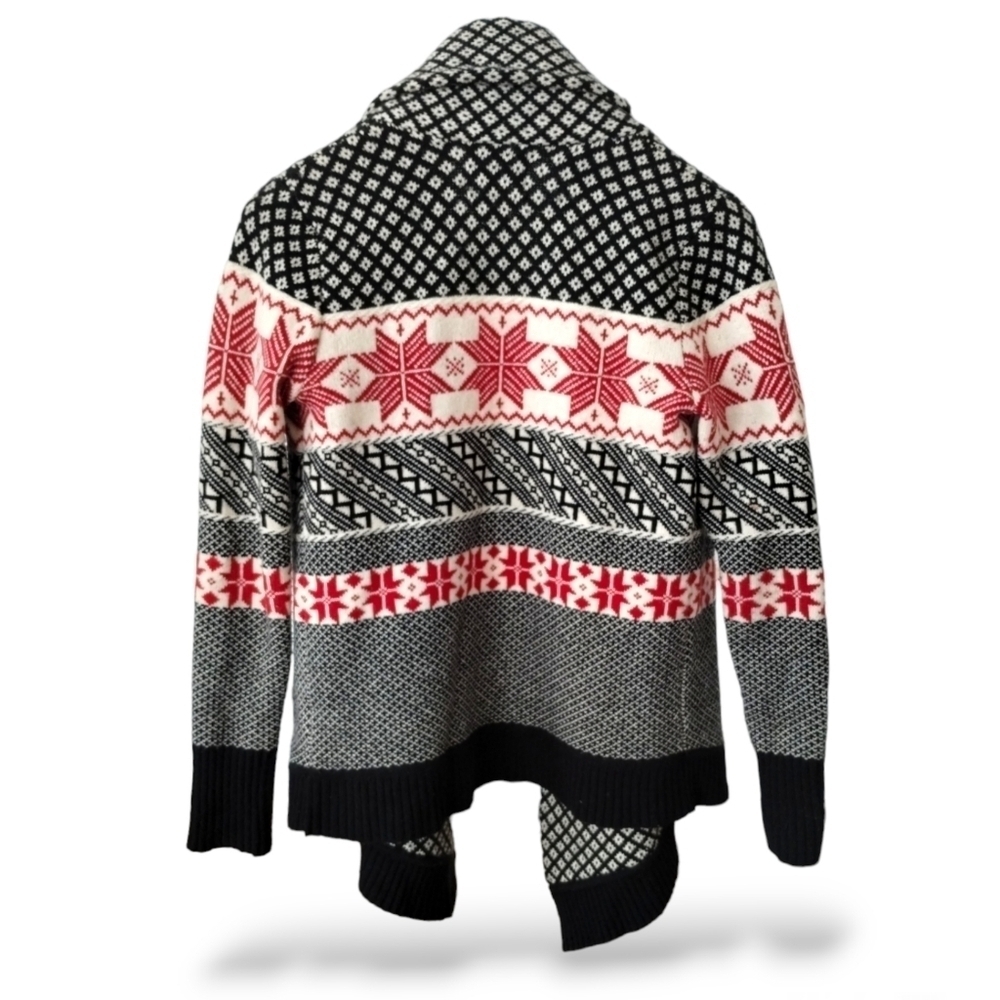 Y2K Fair Isle Lambswool Cardigan Nordic Ski Sweater Small - Picture 4 of 7